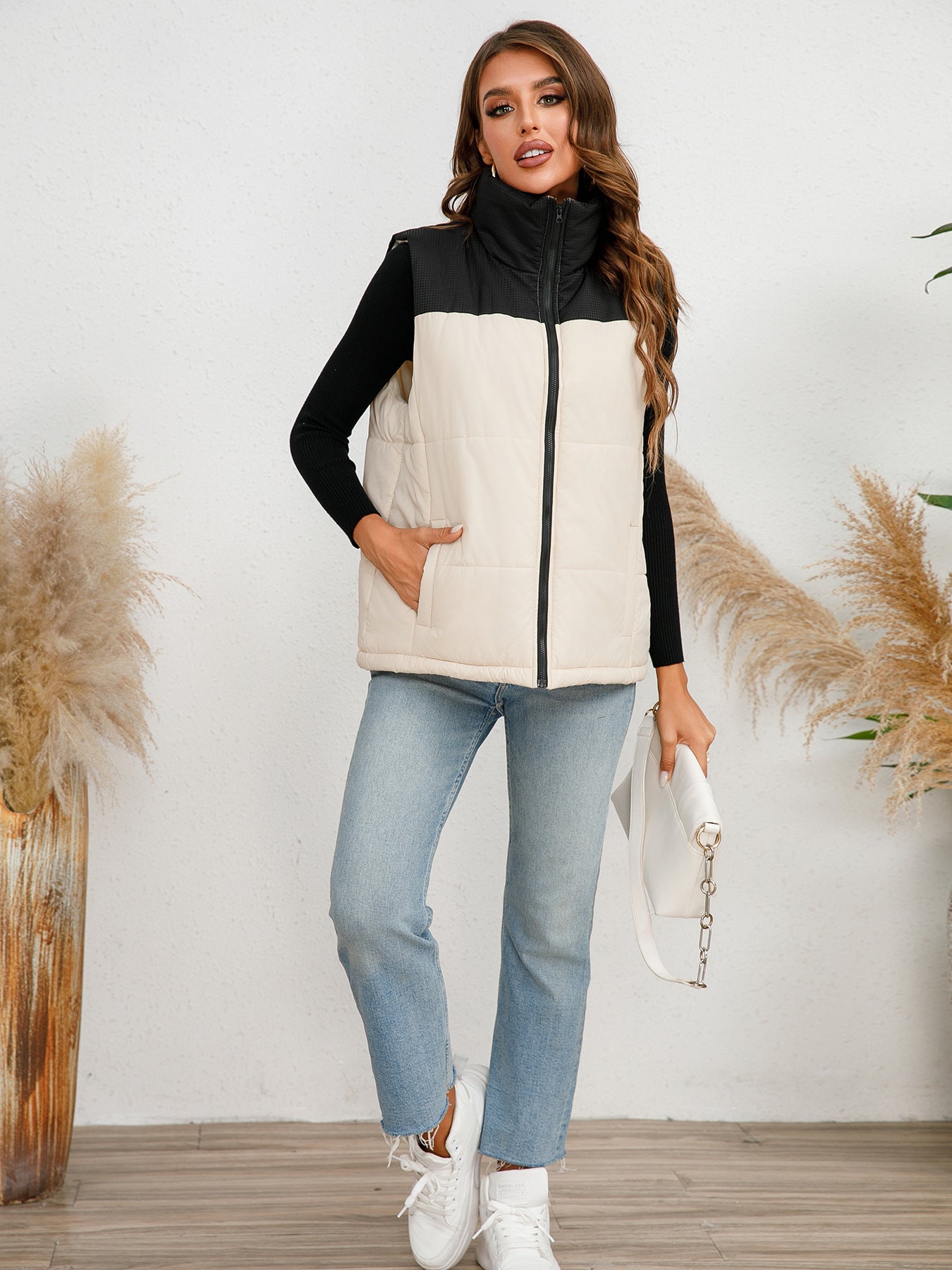 Winter European And American Coats Women's Cotton Vests 2023 Amazon New Zipper Stand Collar Warm Vest Jacket