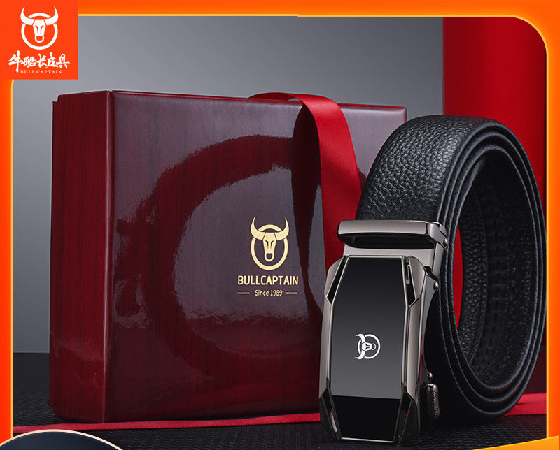 Leather Goods Genuine Leather Belt Men's High-End Genuine Belt Automatic Buckle First Layer Cowhide Pants With Gift Box
