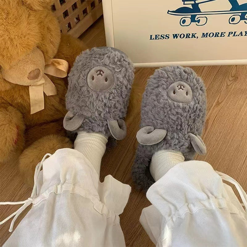 Cotton Slippers Bag With Women Autumn And Winter Indoor Home Couples Wear Cartoon Cute Thick Bottom Warm Cotton Shoes Men Winter