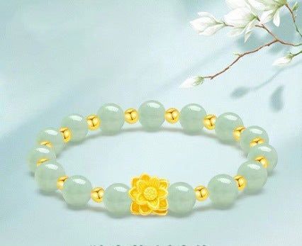 Lotus Bracelet 2024 Women's Light Luxury Imitation Hetian Jade Bracelet 618 Valentine's Day Birthday Gift For Girlfriend