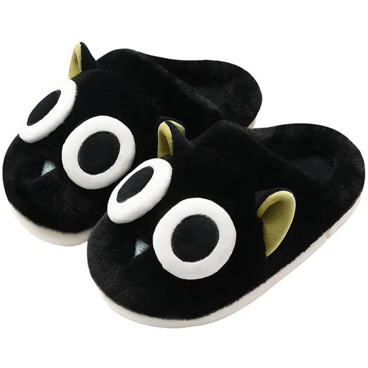 Home Cotton Slippers For Women Winter Couple Cartoon Kitten Cute Fur Slippers Plush Warm Autumn And Winter Cotton Slippers For Men