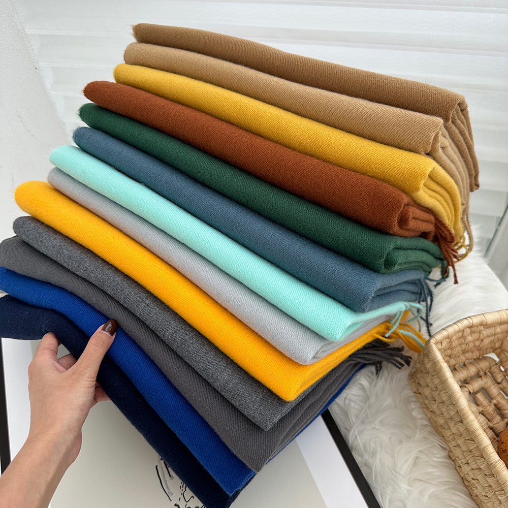 Women's Scarf Solid Color Cashmere-like 2024 Autumn And Winter New Fashion High-end Mid-length Warm Scarf Shawl Scarf