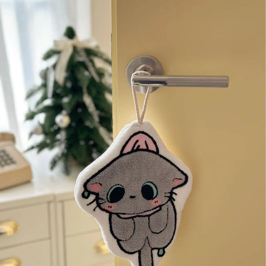 Cute Animal Hanging Hand Towel – Soft Plush Absorbent Bathroom Towel