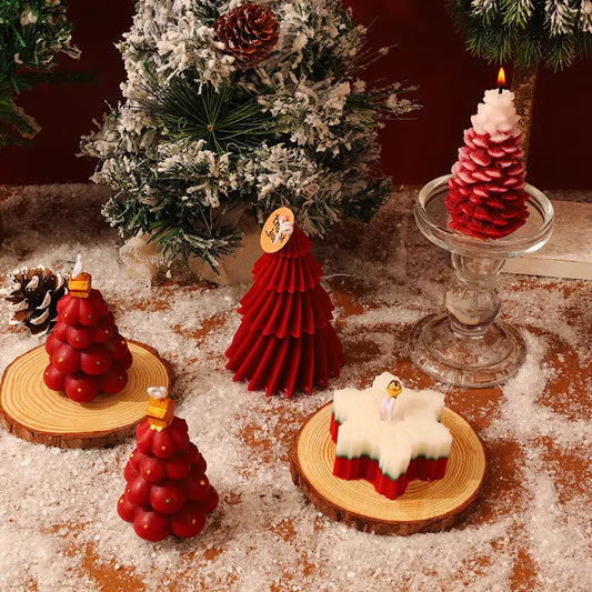 Cross-border Christmas Wine Red Aromatherapy Candle Collection Christmas Tree Shooting Props Atmosphere Decoration Aromatherapy Wholesale
