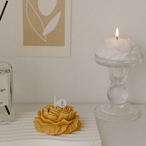 Fashion Peony Flower Shape Aromatherapy Candle Ornaments Living Room Bedroom Simple Decoration Teacher's Day Flower Low Temperature SM