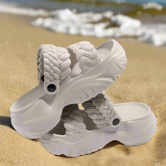 Increased Thick-soled Women's Sandals And Slippers Cross-border EVA Wear Wholesale 7cm Braided Sandals Summer Step On Excrement Feeling To Work