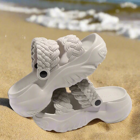 Increased Thick-soled Women's Sandals And Slippers Cross-border EVA Wear Wholesale 7cm Braided Sandals Summer Step On Excrement Feeling To Work