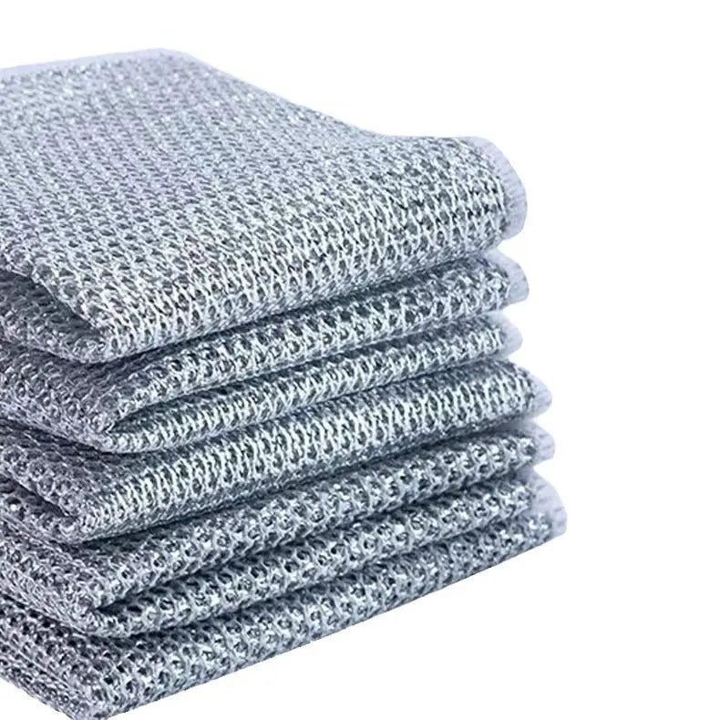 Steel Ball Rag Double-sided Grid Dishwashing Cloth Oil-free Easy-to-clean Rag Household Brush Pot Dishwashing Strong Wear-resistant