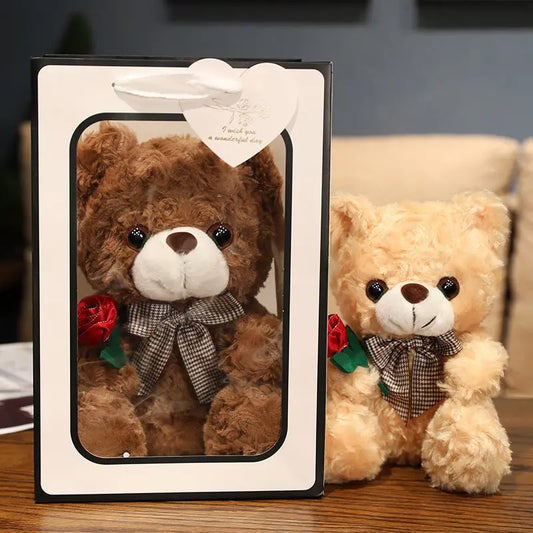 New Rose T-shirt Teddy Bear Doll Valentine's Day Gift For Girls Cross-border Plush Teddy Bear Rag Doll