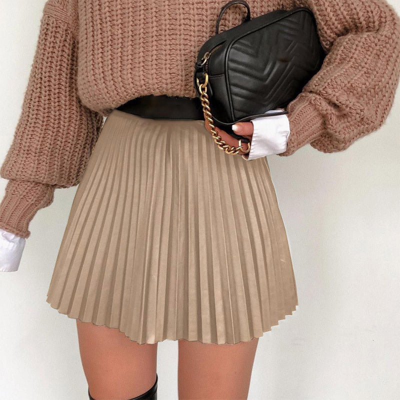 2023 Cross-border Amazon Autumn And Summer Women's Skirt European And American Fashion Women's Pleated Slim Sexy Short Skirt