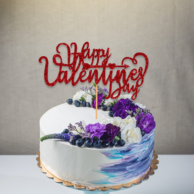 Valentine's Day Happy Valentine's Day Cake Card Insertion Valentine's Day Birthday Cake Decoration
