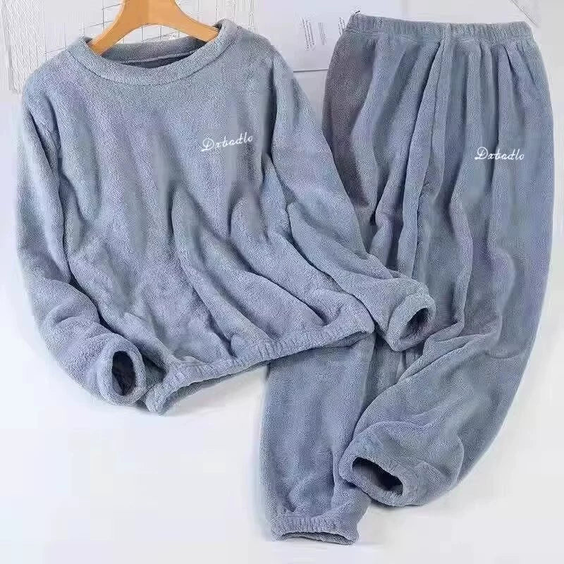 Clearance Couple Warm Suit Women's Plus Size Home Clothes Coral Velvet Lazy Plus Velvet Casual Pants Suit Warm Outer Wear