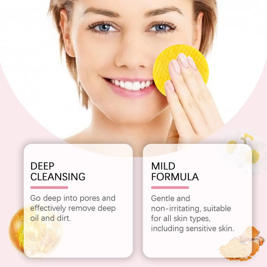 EELHOE Turmeric Kojic Acid Cleansing Pad Gentle Cleansing Skin Care Fades Acne Facial Brightening And Tender Pores