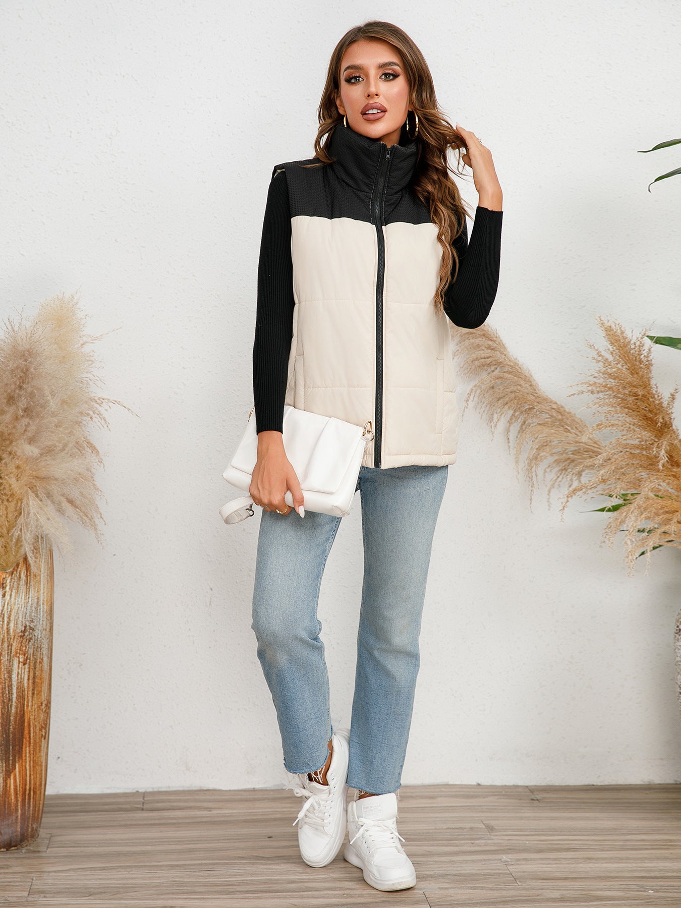 Winter European And American Coats Women's Cotton Vests 2023 Amazon New Zipper Stand Collar Warm Vest Jacket