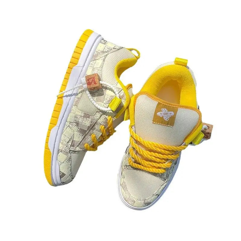 Light Luxury Plus Size Couple's Trendy Internet Famous Casual Men's Shoes Thickened Lemon Yellow Bread Shoes Trendy Board Shoes