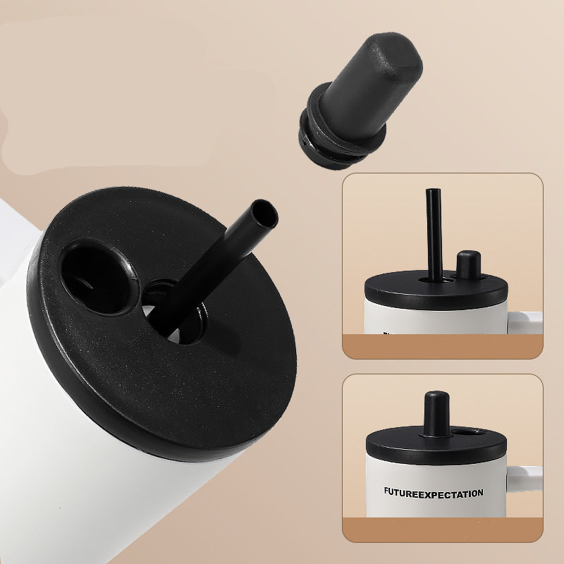 Cross-border 316 Stainless Steel Thermos Cup Large Capacity Handle Straw Cup Portable Straw Car Cup Manufacturers Wholesale
