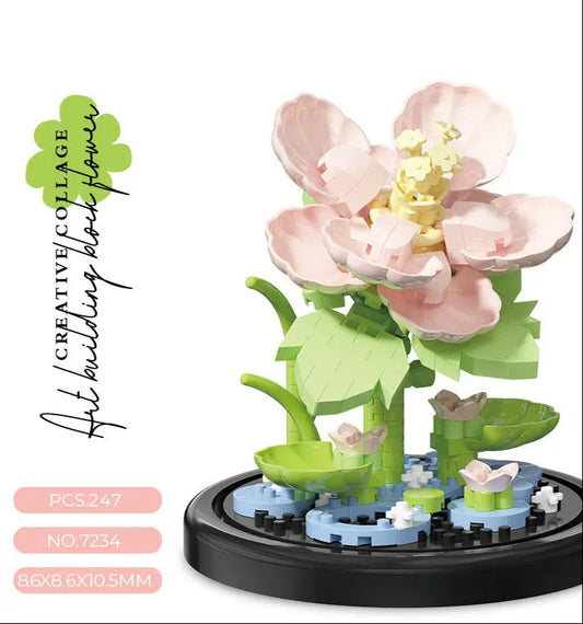 Dust Cover Building Blocks Flower Compatible With Lego Potted Plants Hibiscus Flower Children's Assembled Toys Valentine's Day
