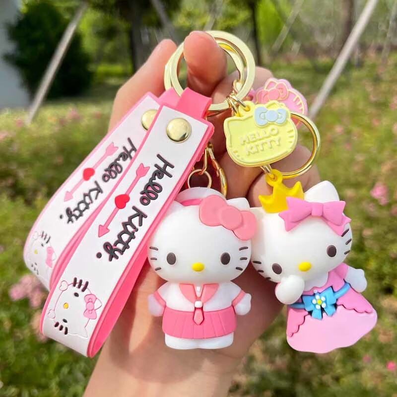 Sanrio Keychain Cartoon Hello Kitty Doll School Bag Pendant Creative Gift Car Hanging Keychain Wholesale