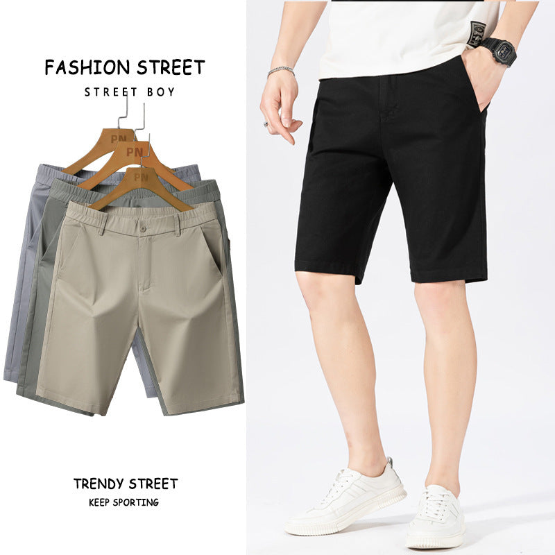 New Summer Port Pants Casual Shorts Men's Tooling Washed Cotton Solid Color Five Point Beach Pants Casual Pants