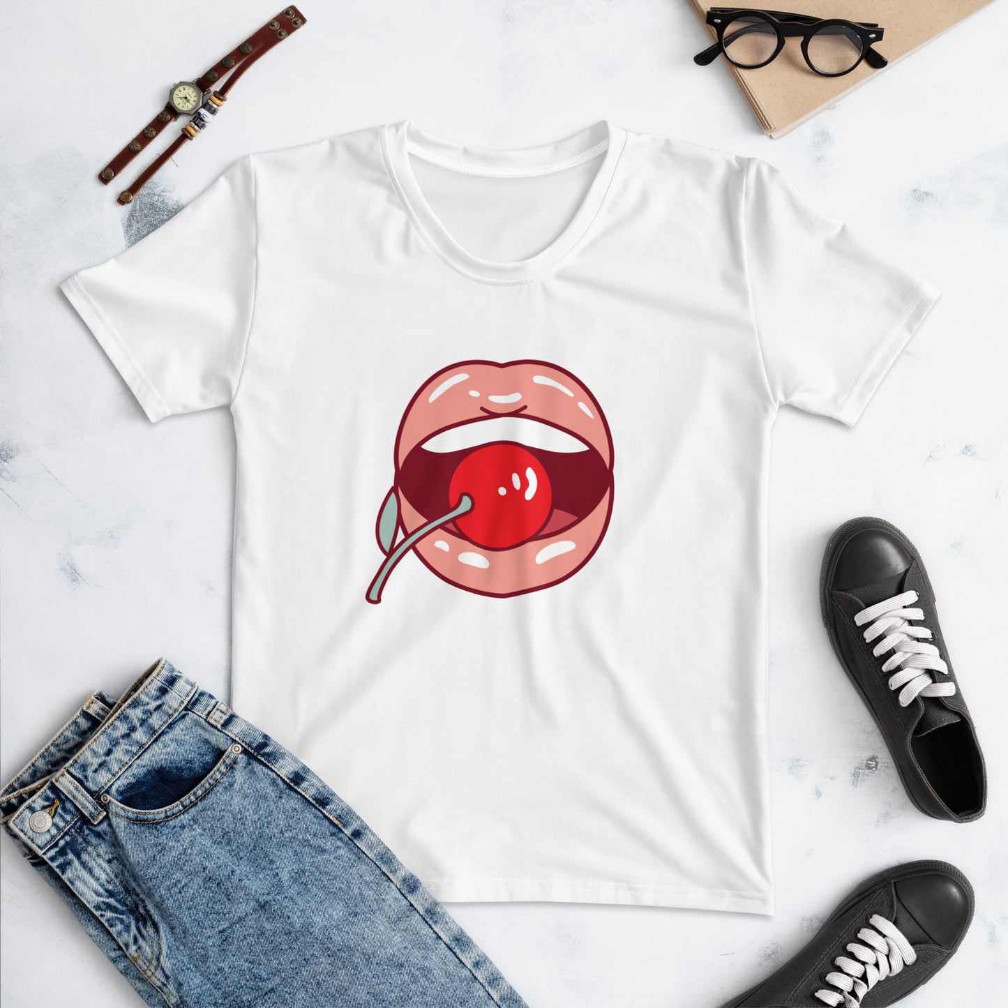 Cherry Lips Graphic T-Shirt, Playful, Stylish & Perfect for a Fun Casual Look