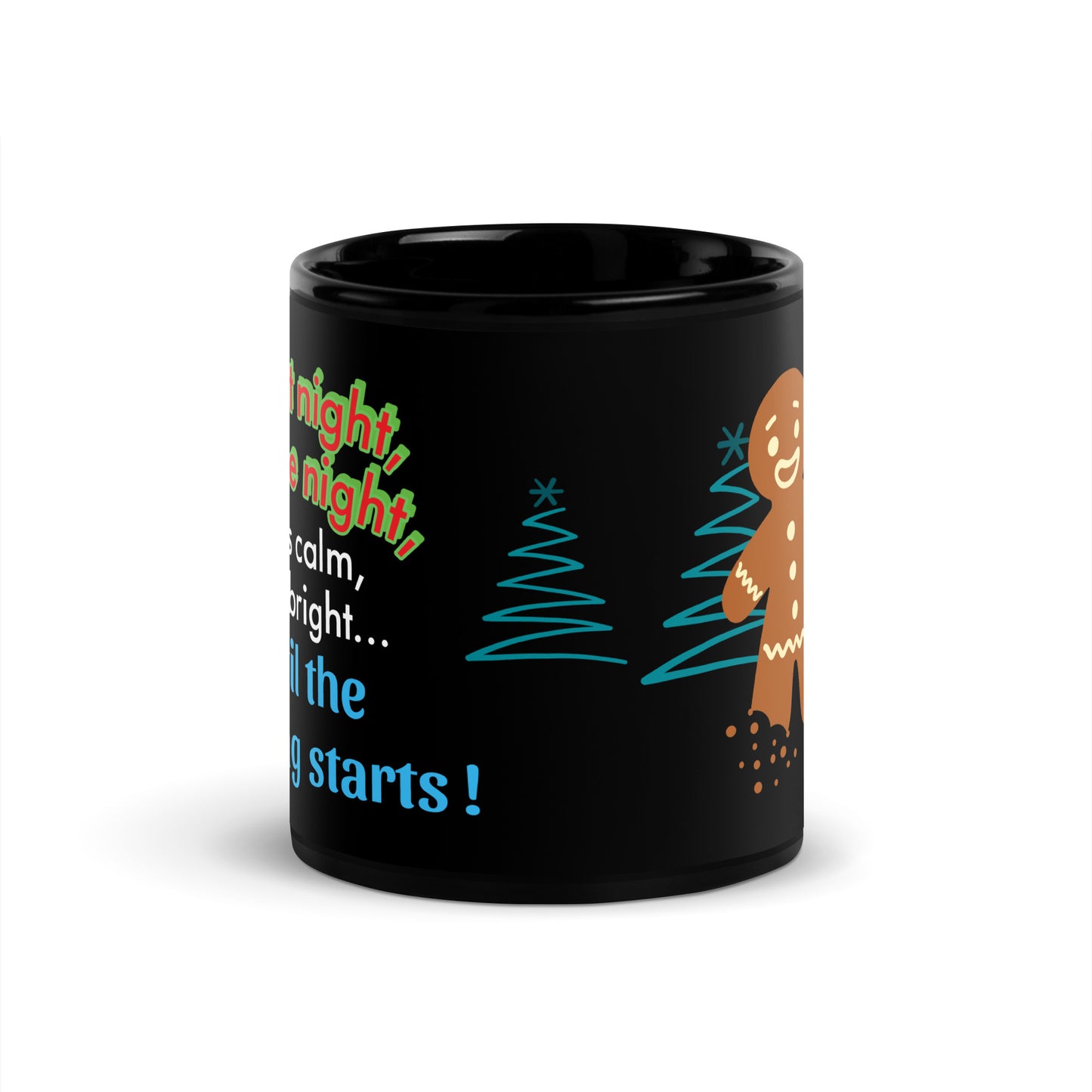 Office Christmas Print Black Glossy Mug