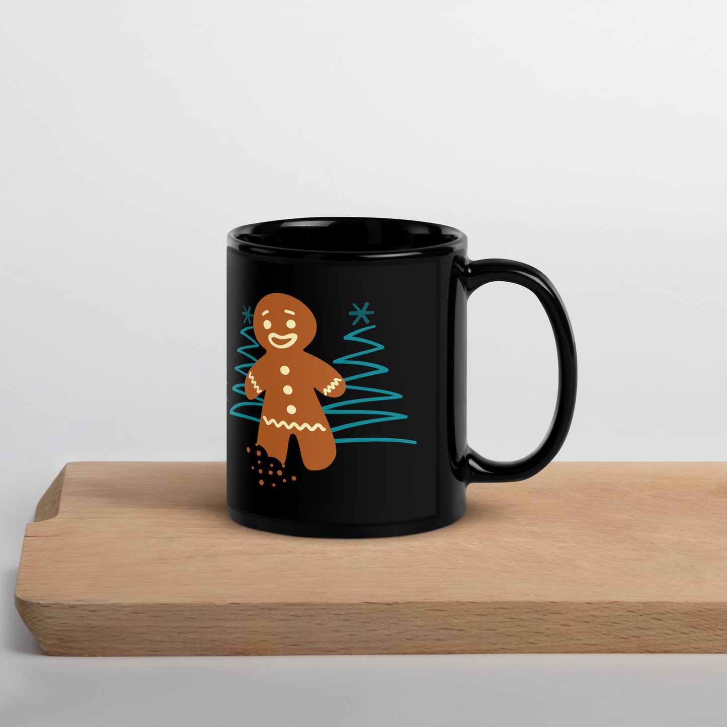 Office Christmas Print Black Glossy Mug