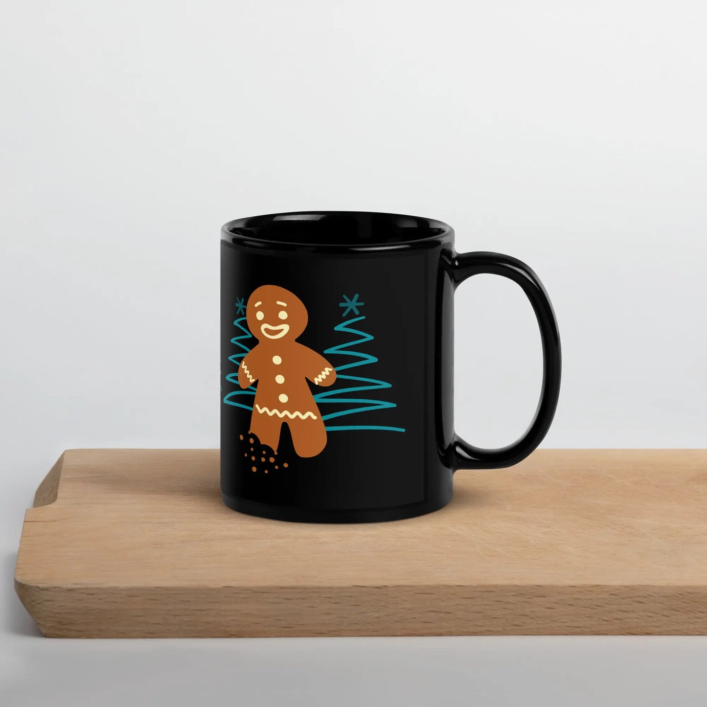 Office Christmas Print Black Glossy Mug ZIPPX