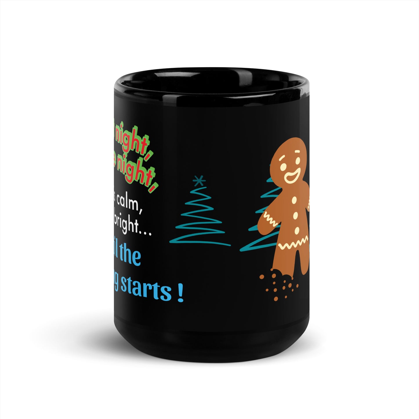 Office Christmas Print Black Glossy Mug