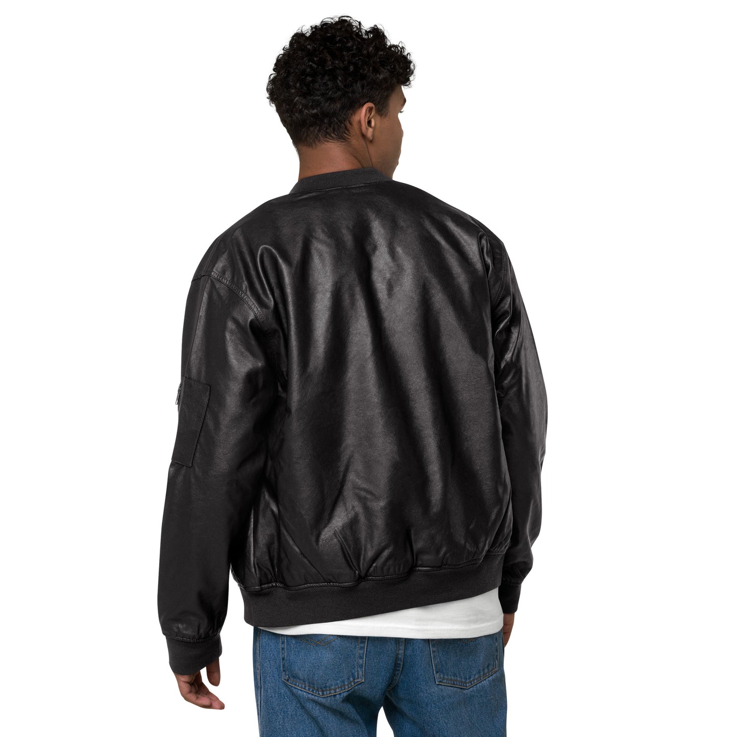 Stag Embroidery, Leather Bomber Jacket male