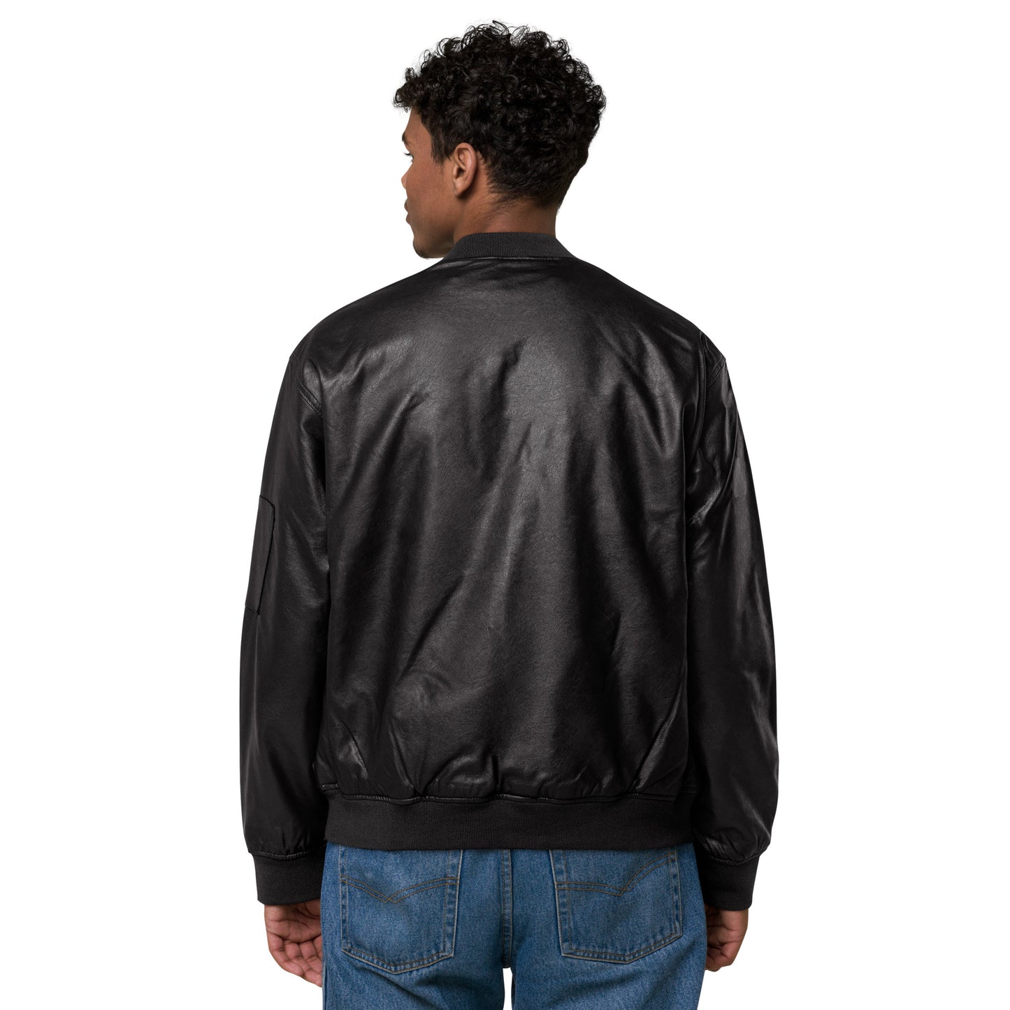 Stag Embroidery, Leather Bomber Jacket male