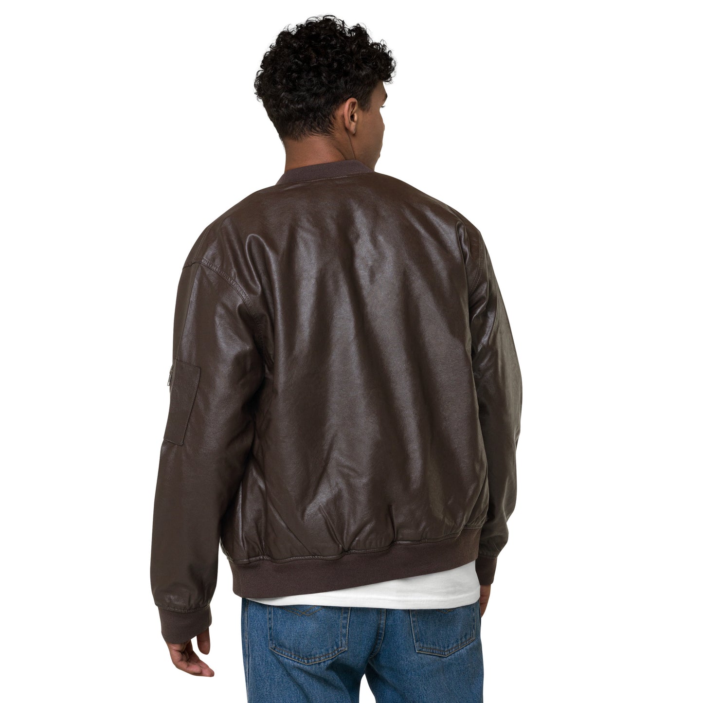 Stag Embroidery, Leather Bomber Jacket male