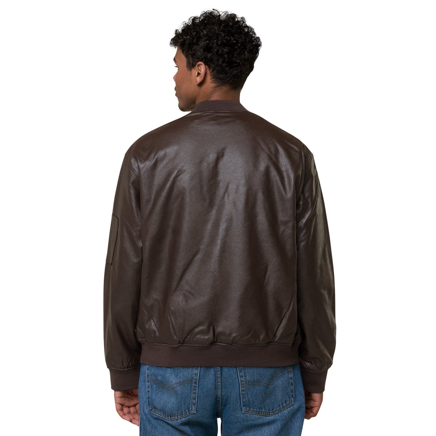 Stag Embroidery, Leather Bomber Jacket male