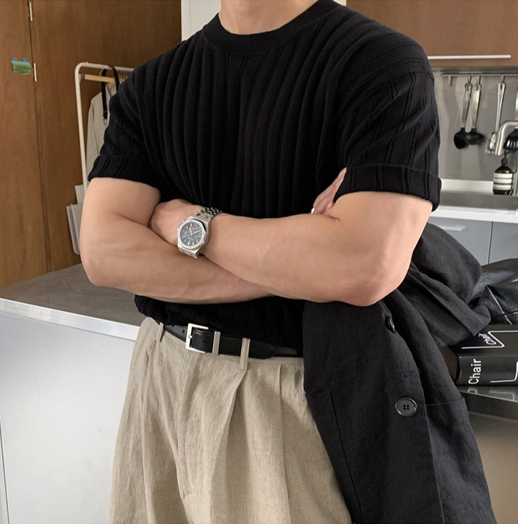 Men’s Ribbed Short Sleeve Shirt – Sleek, Stylish, and Comfortable