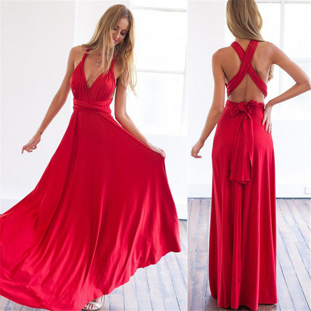Dress Models Multi-wear Method Multi-rope Cross Halter Sexy Bandage Dress Long Skirt Dress