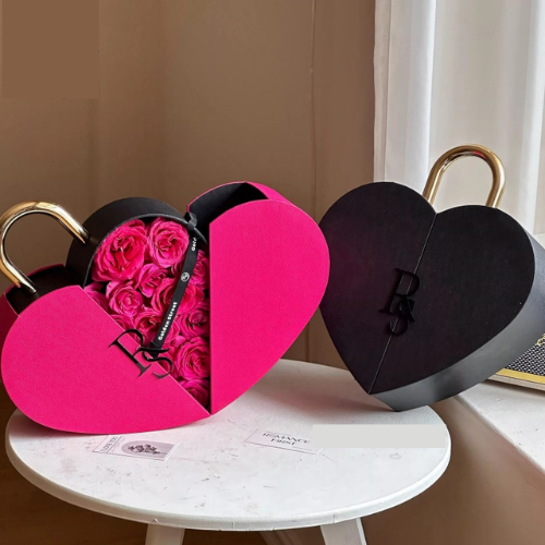 Portable Lock Heart Gift Box Valentine's Day Rose Heart-shaped Flower Box Floral Flower Arrangement Heart-shaped Gift Box