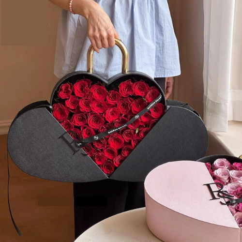 Portable Lock Heart Gift Box Valentine's Day Rose Heart-shaped Flower Box Floral Flower Arrangement Heart-shaped Gift Box