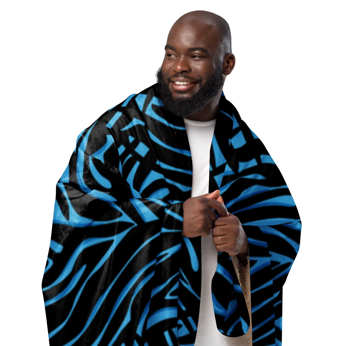 Blue Zebra print Sherpa blanket