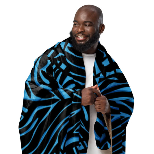 Blue Zebra print Sherpa blanket ZIPPX
