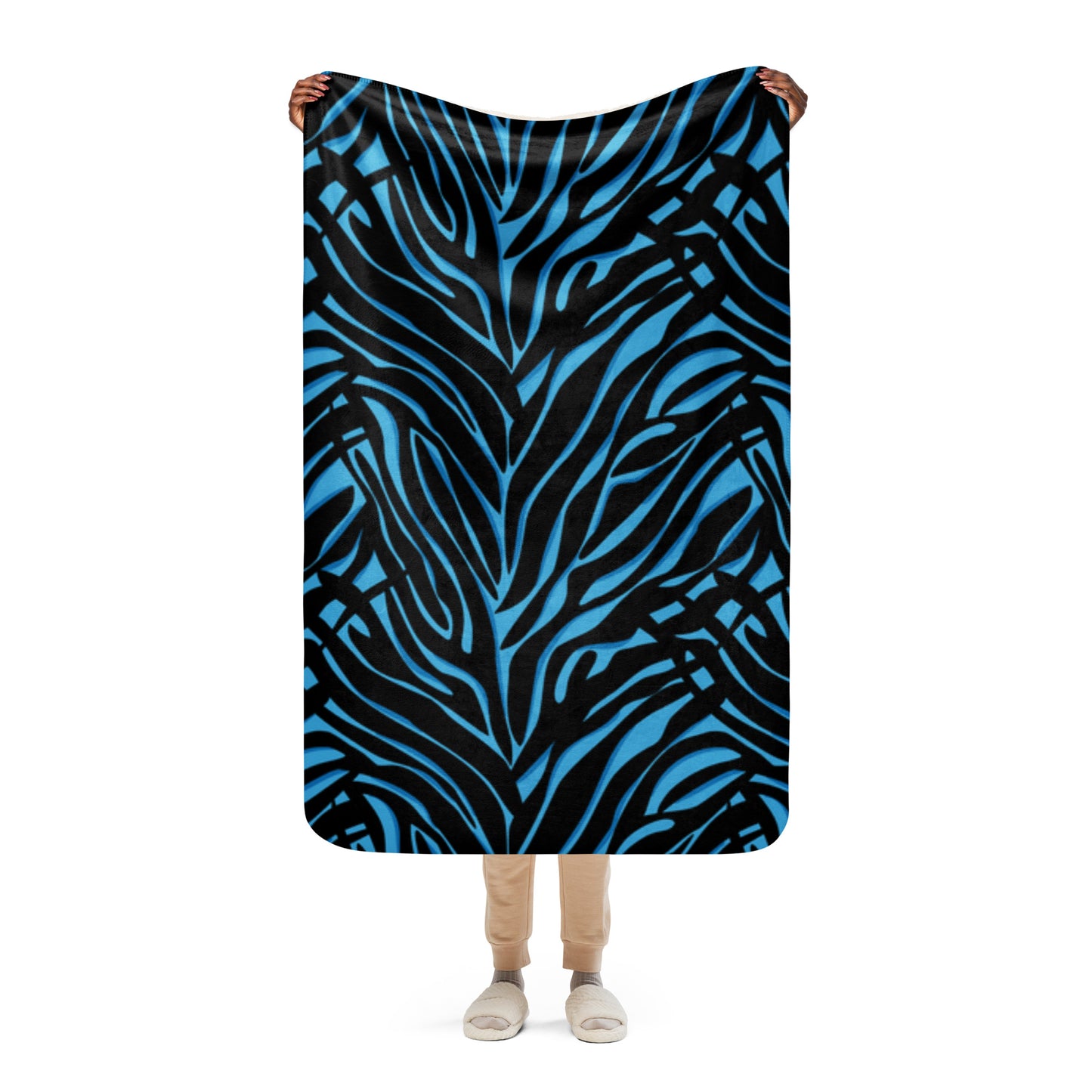 Blue Zebra print Sherpa blanket