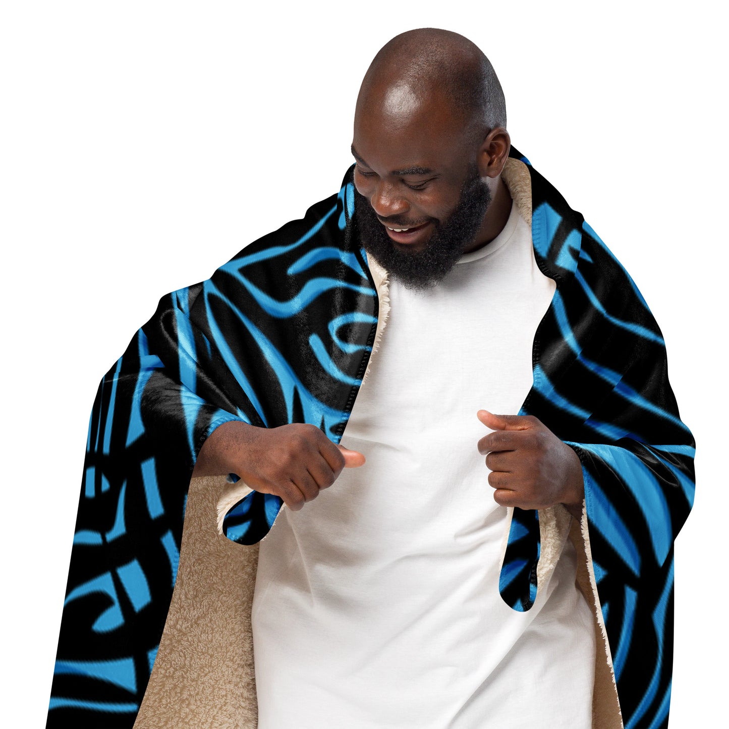 Blue Zebra print Sherpa blanket
