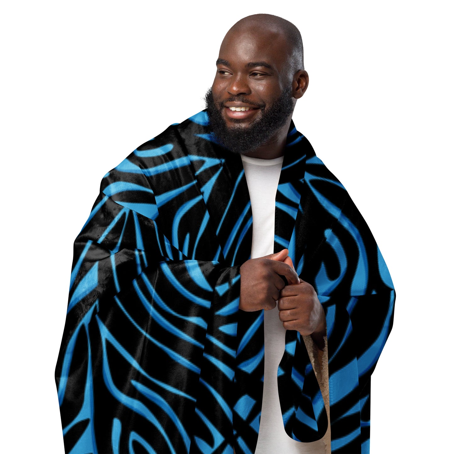 Blue Zebra print Sherpa blanket