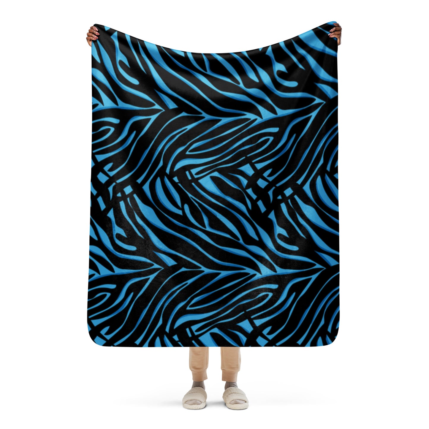 Blue Zebra print Sherpa blanket