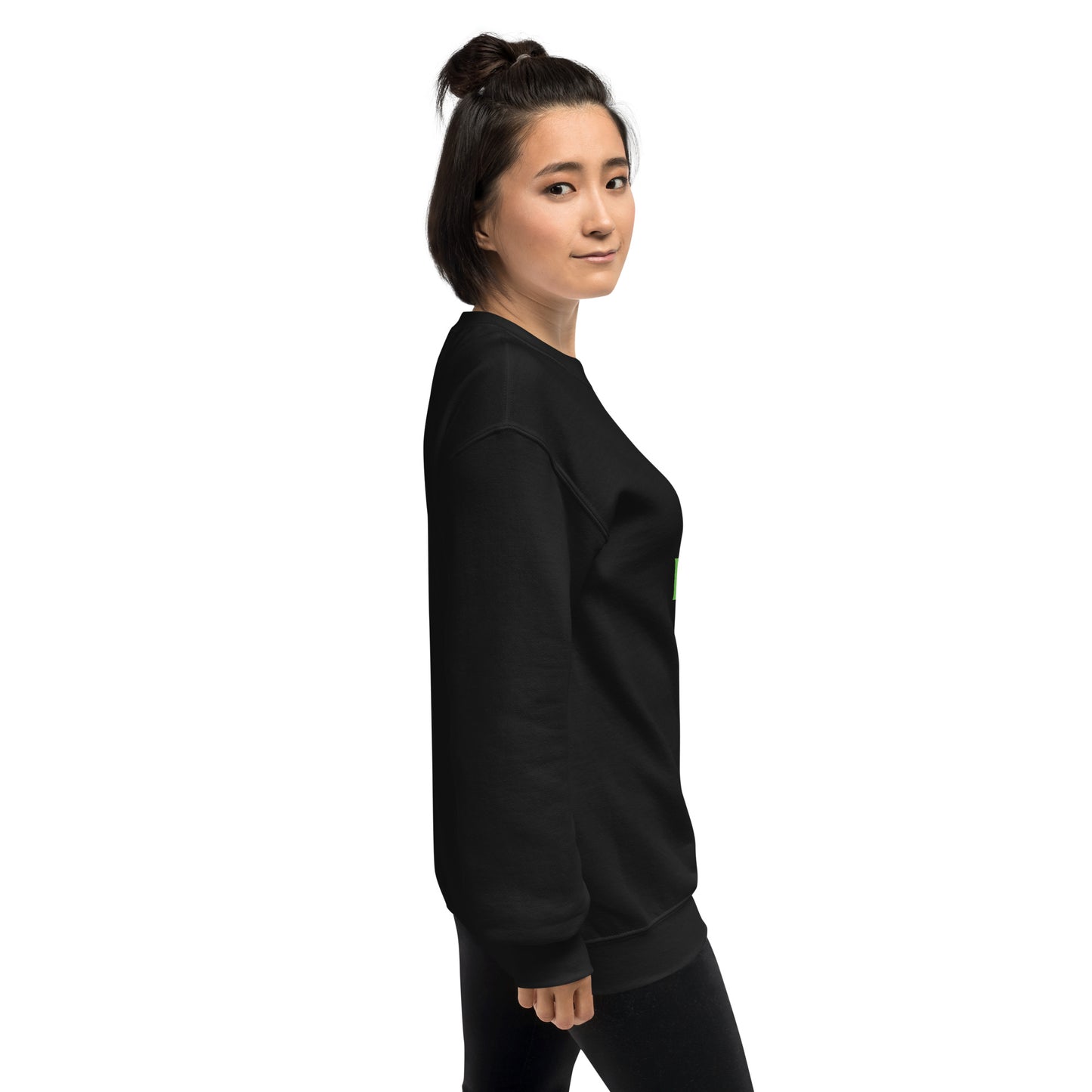 Black sweatshirt featuring a turquoise bunny head graphic with bold ‘EASTER bunny’ text—festive, stylish, and available in six colors excluding white.
