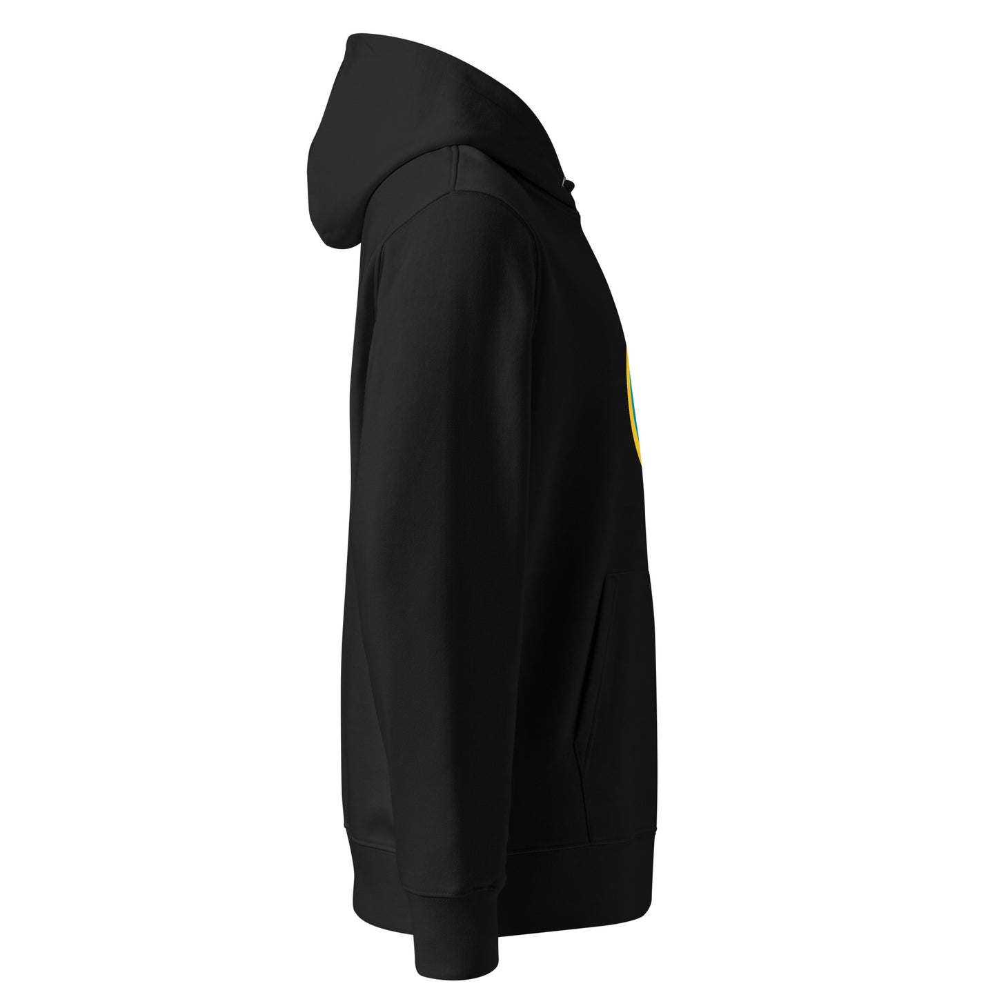 Unisex hoodie available in white, black, and navy blue, featuring a colorful hand logo design in red, orange, blue, green, and yellow, with a front pocket and adjustable metal-tipped drawstring hood—stylish, comfortable, and perfect for casual wear.