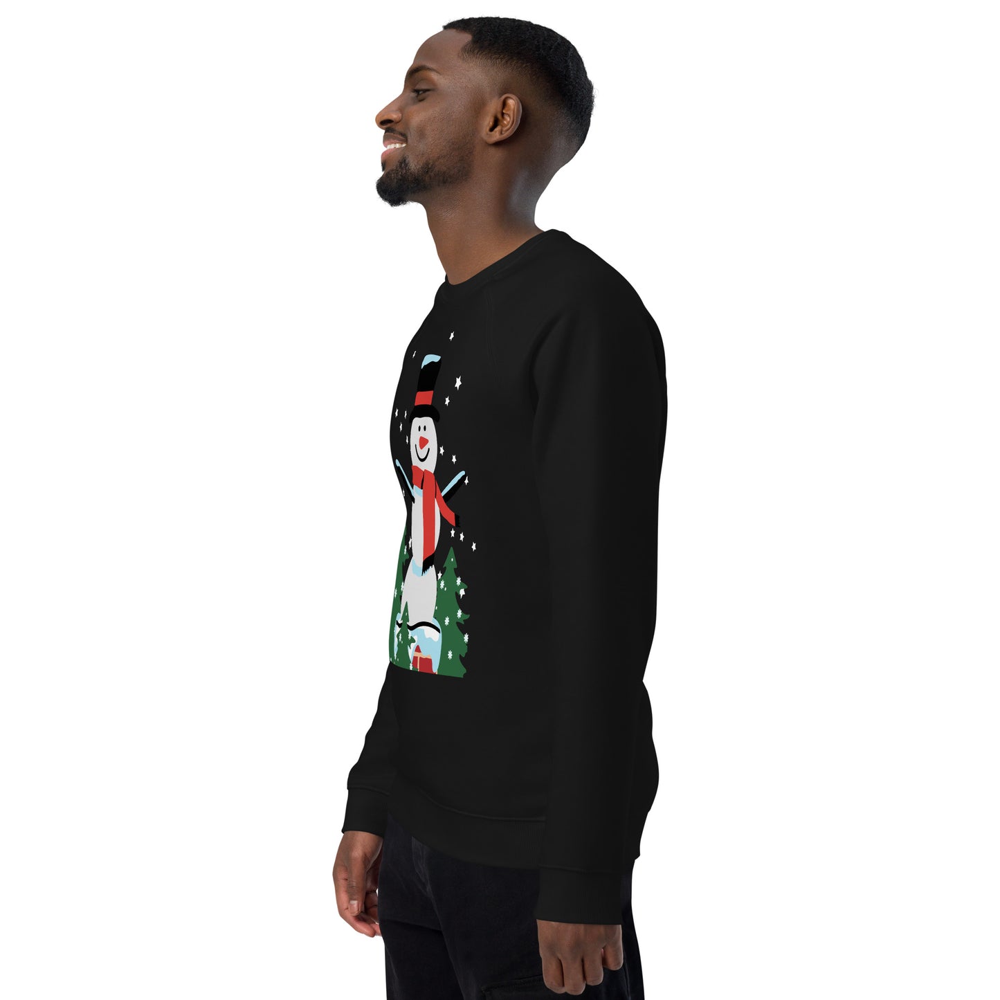 Christmas Snowman print organic raglan sweatshirt