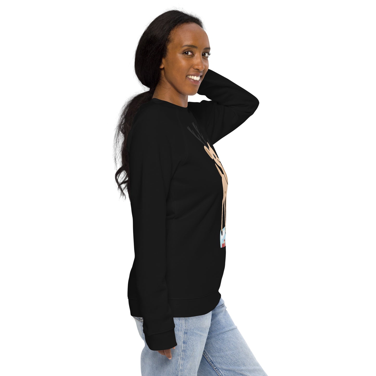 Christmas print, organic raglan sweatshirt