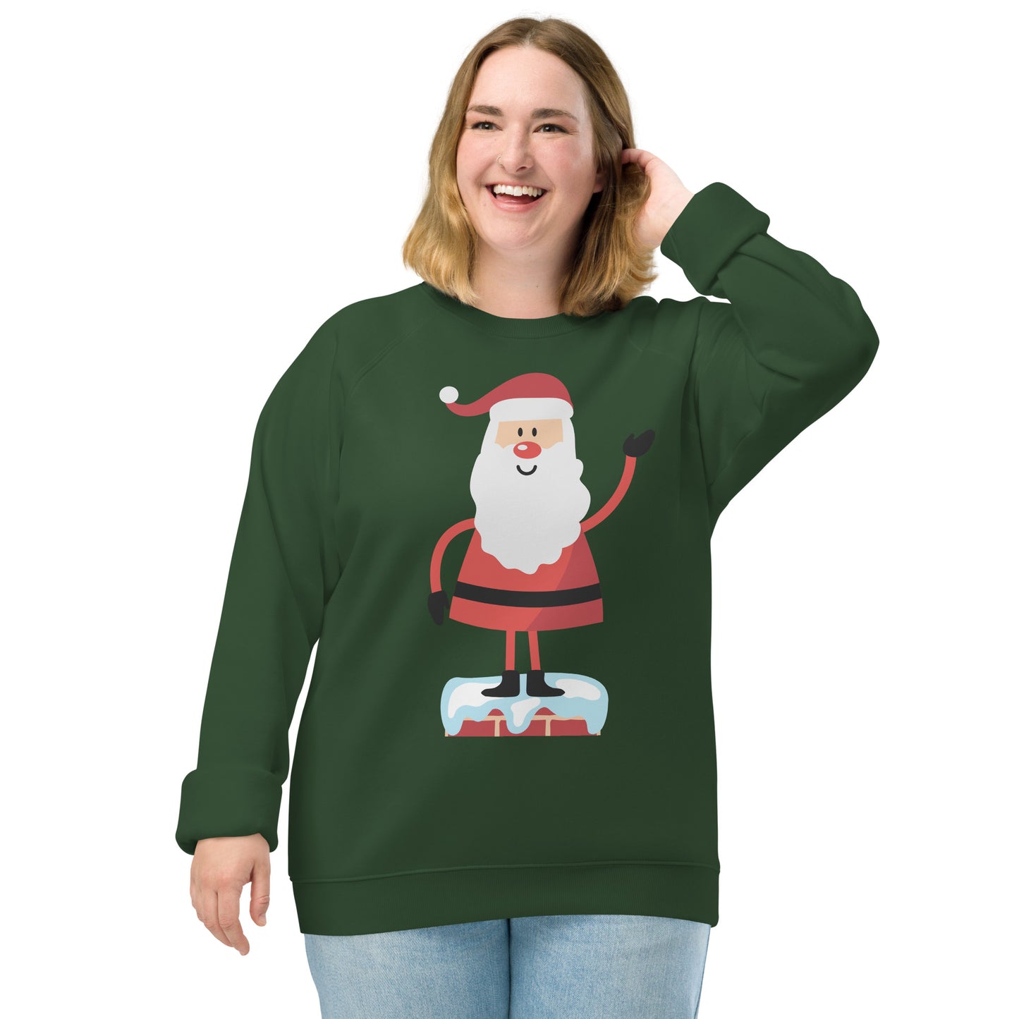 Christmas Santa Print organic raglan sweatshirt