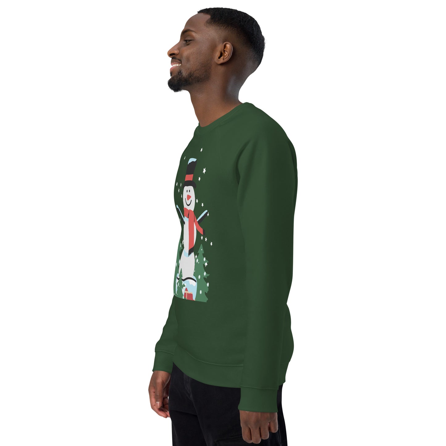 Christmas Snowman print organic raglan sweatshirt