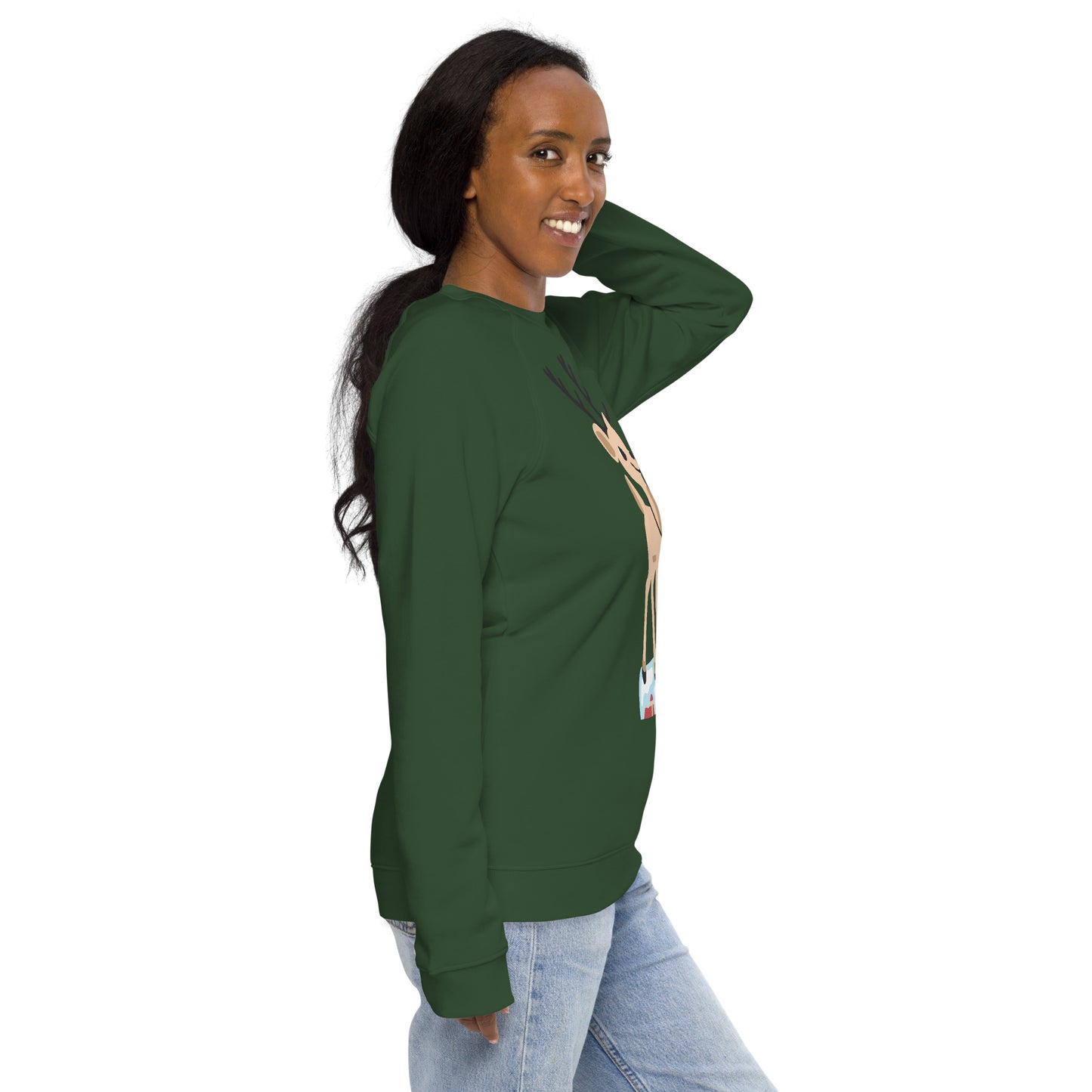 Christmas print, organic raglan sweatshirt