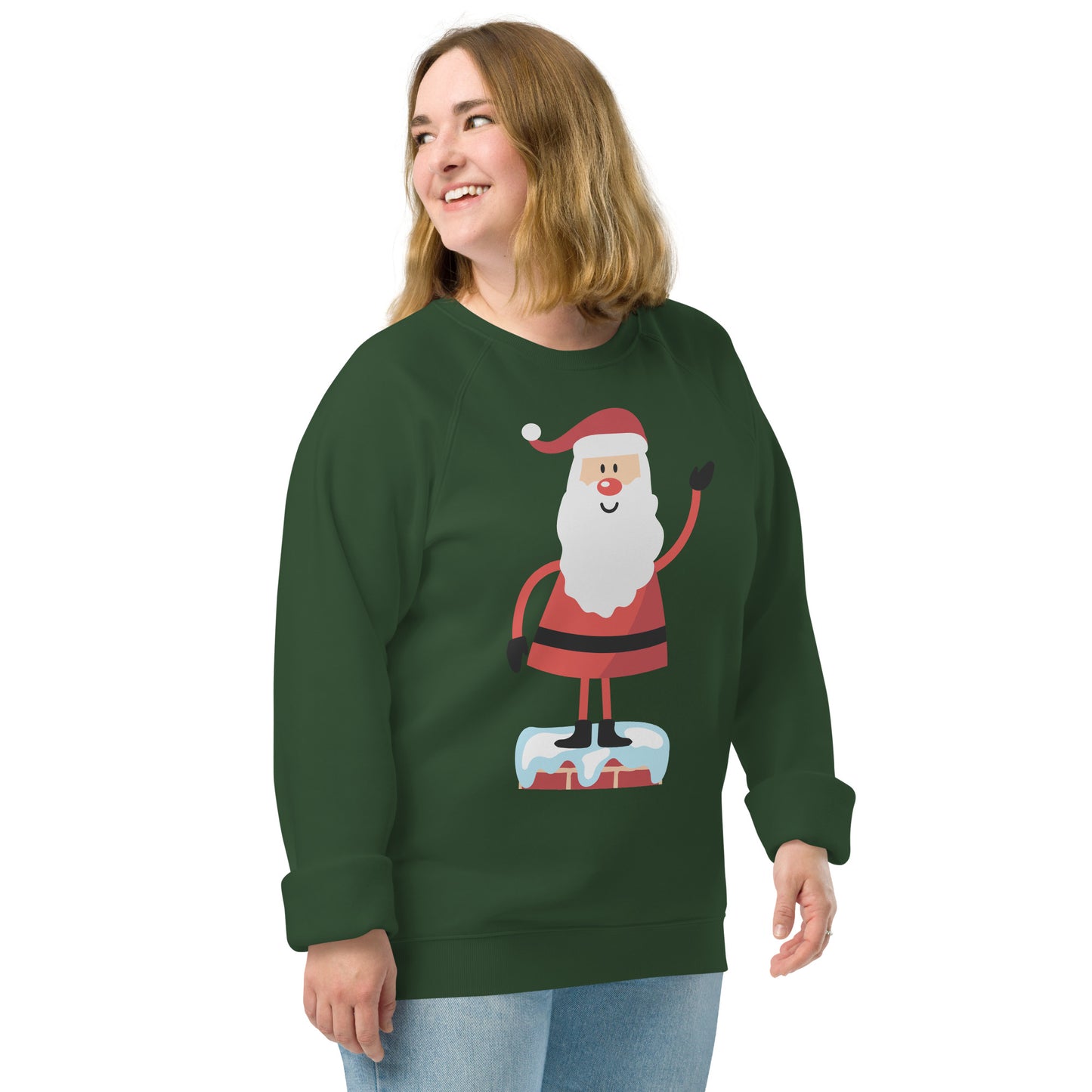 Christmas Santa Print organic raglan sweatshirt